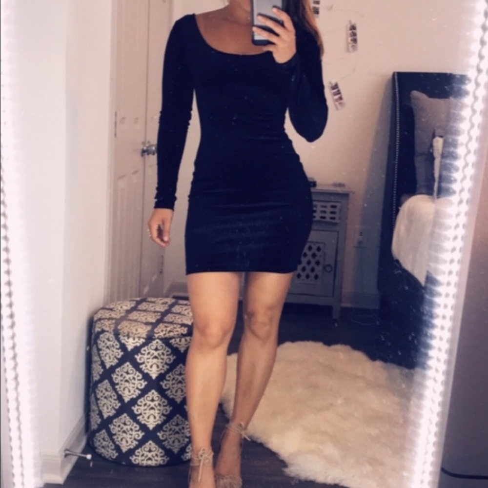 Velvet Long Sleeve Mini Dress